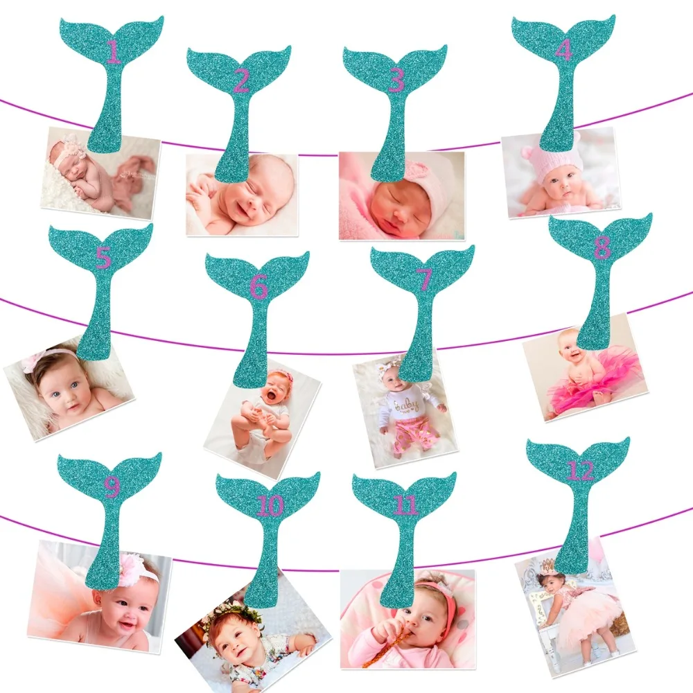 Звездный хвост русалки для вечеринки баннер фоторамка флаг первого дня рождения