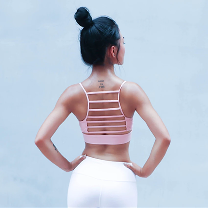 Розовый спортивный бюстгальтер для женщин тренажерный зал Openback мягкий фитнес