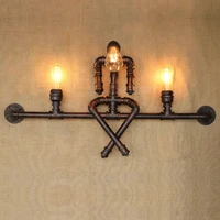 iwhd iron water pipe robot led wall lamp industrial vintage loft style wall lights fixtures for home lighting bedside light