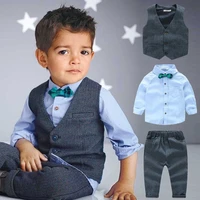 2 7years3pcs kids boys clothes spring autumn children clothing baby outfits gentleman vest shirt pant child boys costume a087