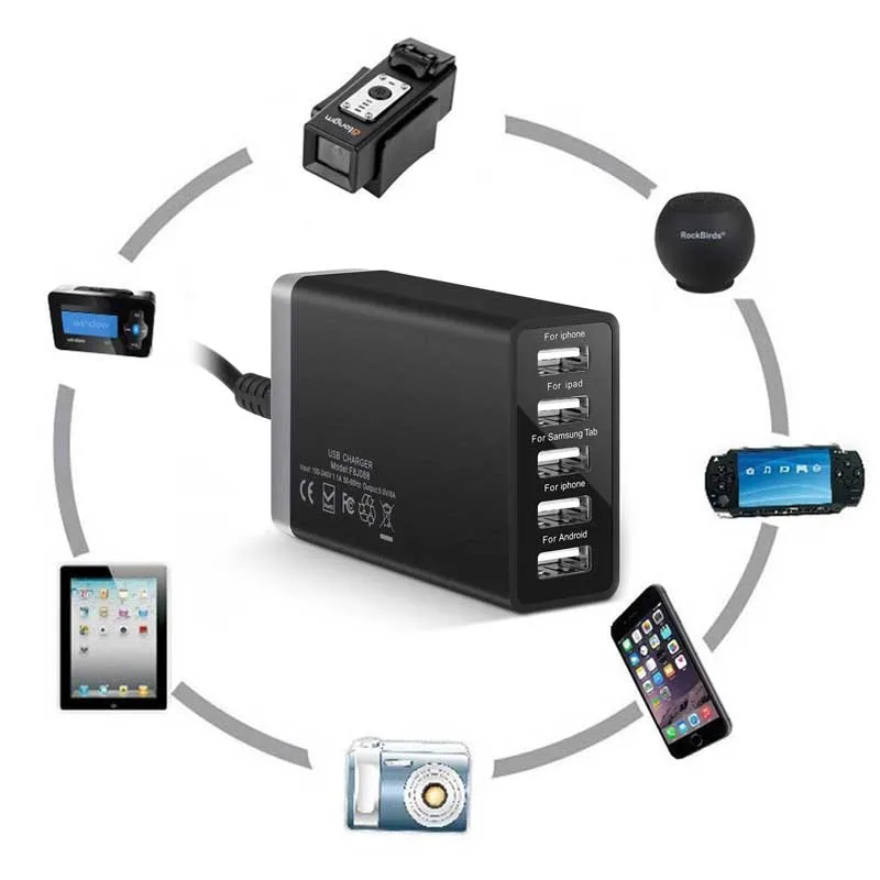 Новый Ho 5 портовый USB зарядная станция многопортовое зарядное устройство