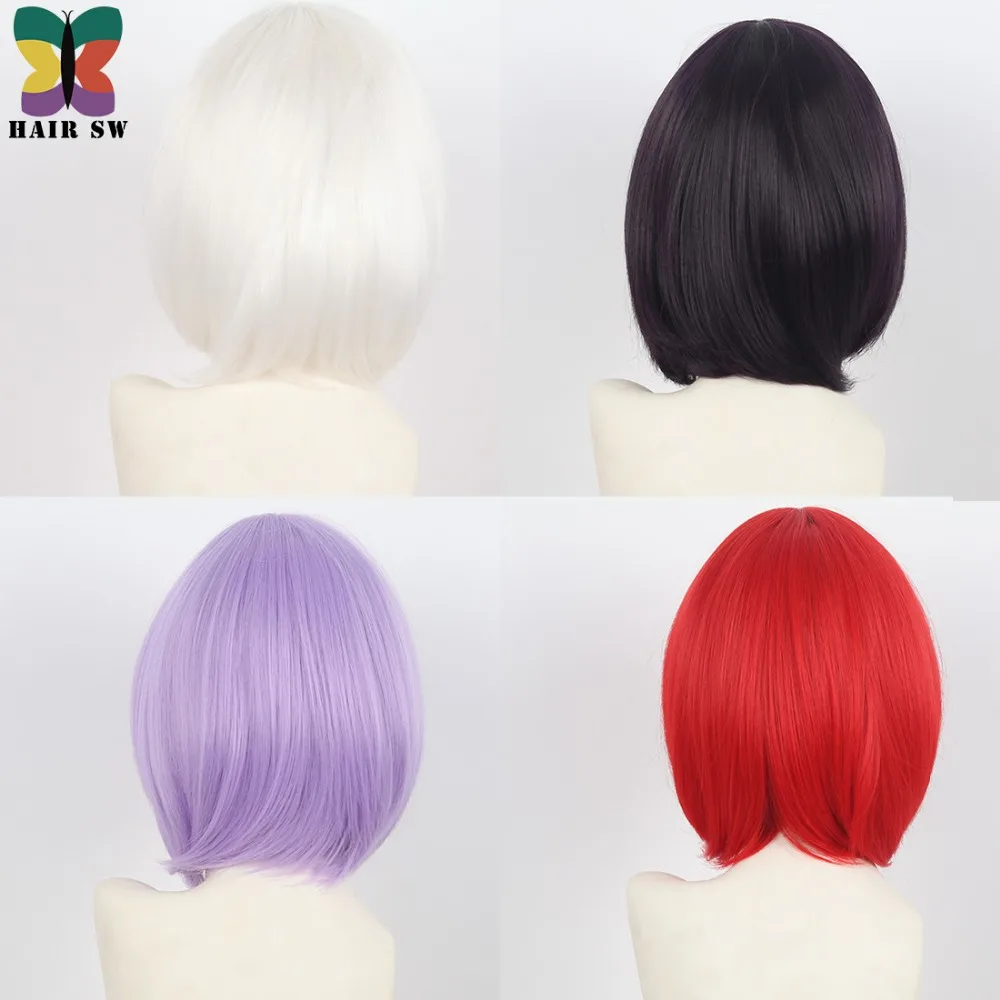 Волосы SW Короткие прямые женские синтетические парики боб с длинной челкой для