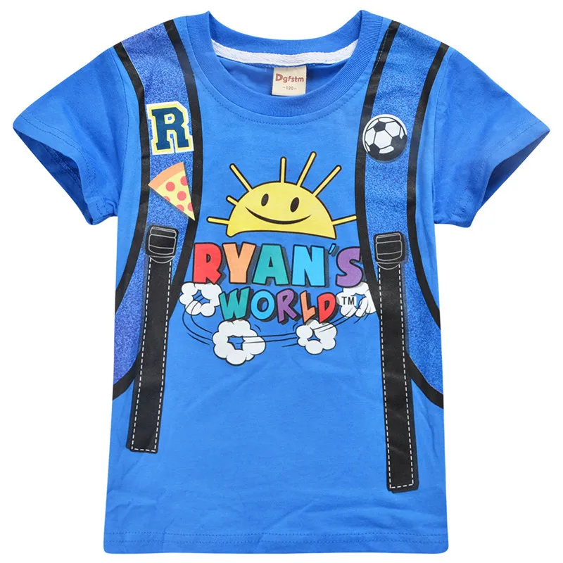 8453blue Ryan Toys Review/Новые футболки для мальчиков и девочек, топы с мультяшным принтом, полосатая футболка из хлопка для детей, Рождественская Одежда для девочек, футболка с изображением истории игрушек - Цвет: 8453blue