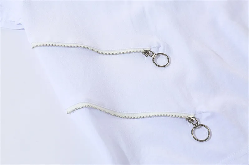 2019 футболка большого размера Летняя короткая на молнии свободная в стиле хип хоп