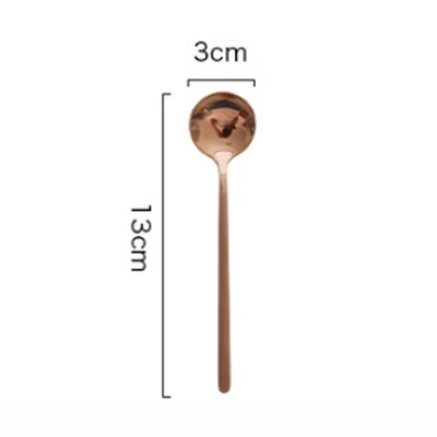 Rose Gold-13CM CHANOVEL 1 шт. 13 см Высококачественная кофейная ложка 304 чайная ложка из нержавеющей стали - Цвет: Rose Gold-13CM