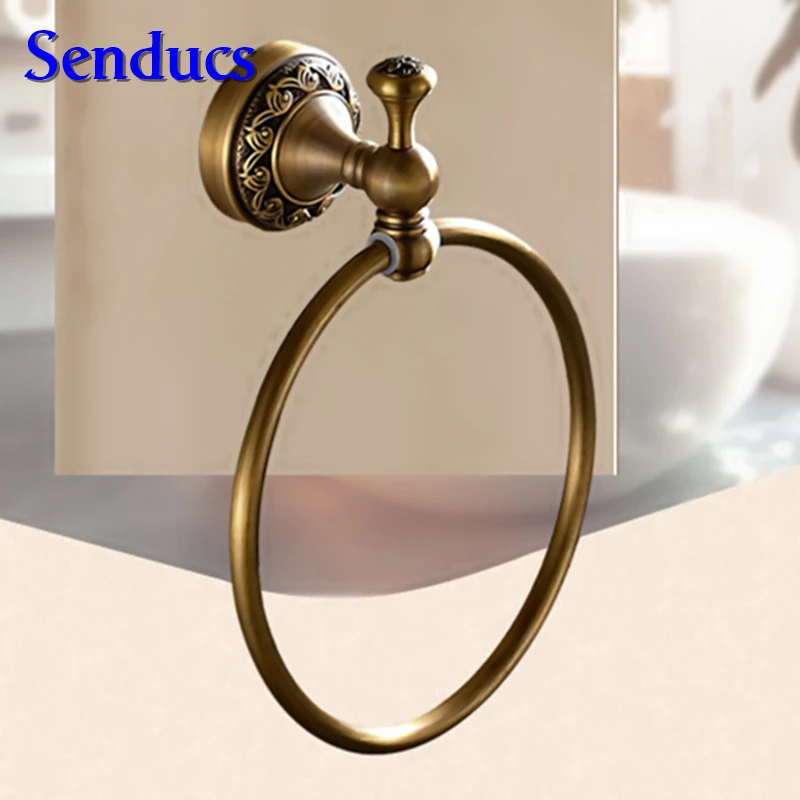 Бесплатная доставка античное кольцо для полотенец с твердым латунным покрытием