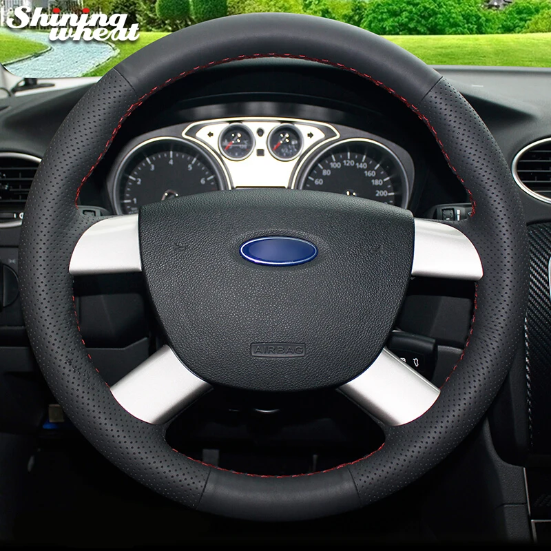 Блестящие пшеницы черного цвета из натуральной кожи чехол рулевого колеса