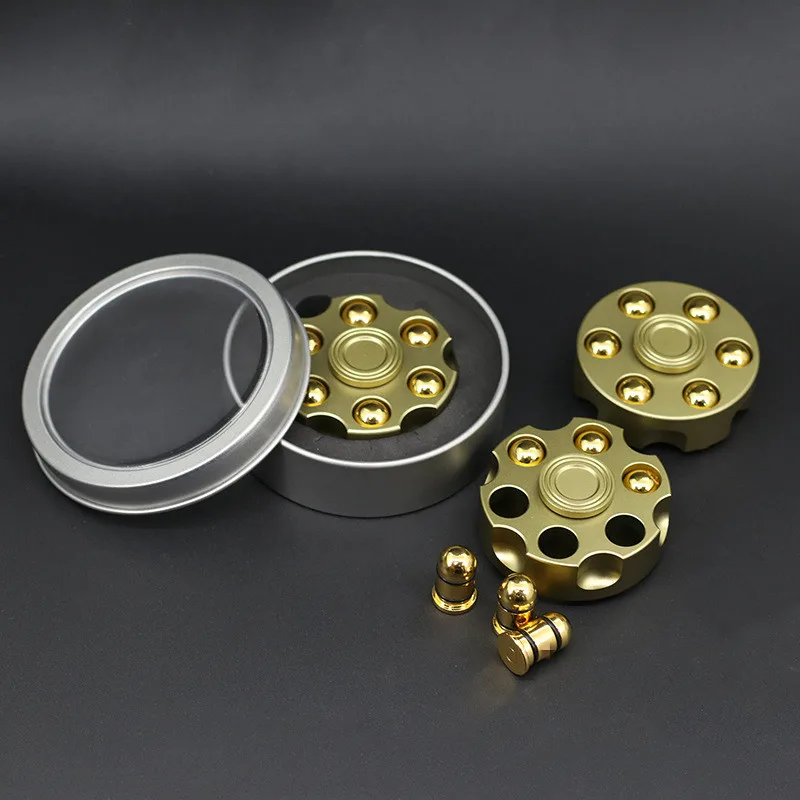 Револьвер пуля латунный кончик пальца гироскоп Непоседа ручной Спиннер Finger Spinner фокус Tri Spinner анти-уменьшение стресса игрушка Подарки для детей