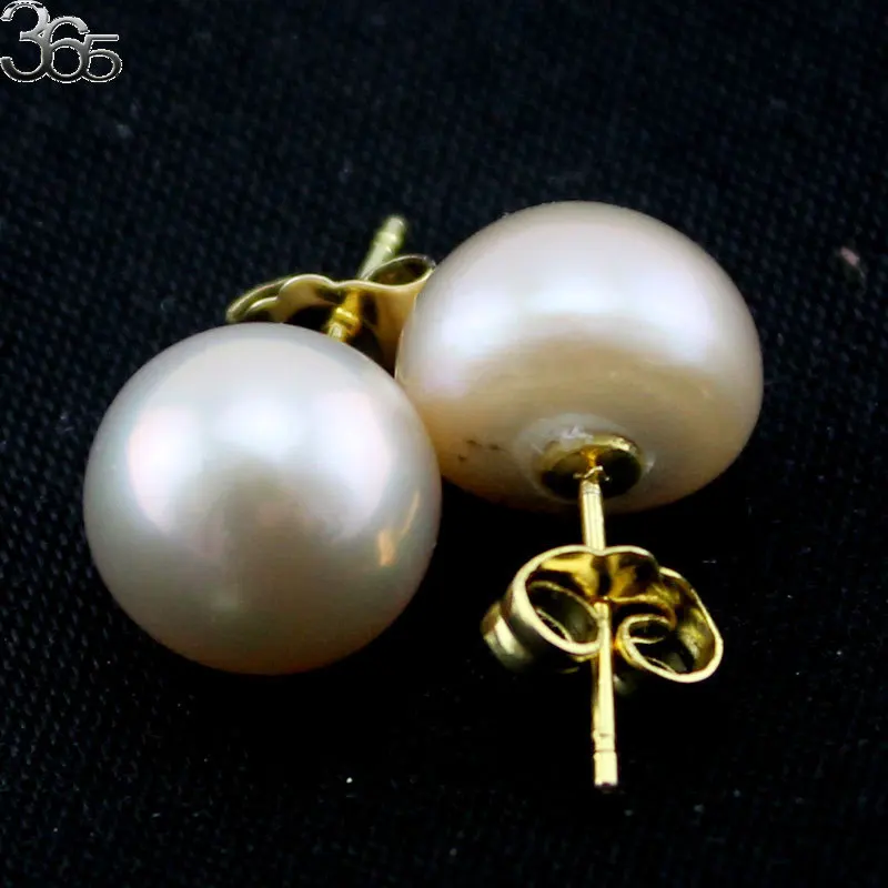 Free Shipping AAA Wedding Jewelry Gift Box Packed Gold Filled Studs White Pink Natural Freshwater Pearl Earrings 10 11mm|earrings pearls