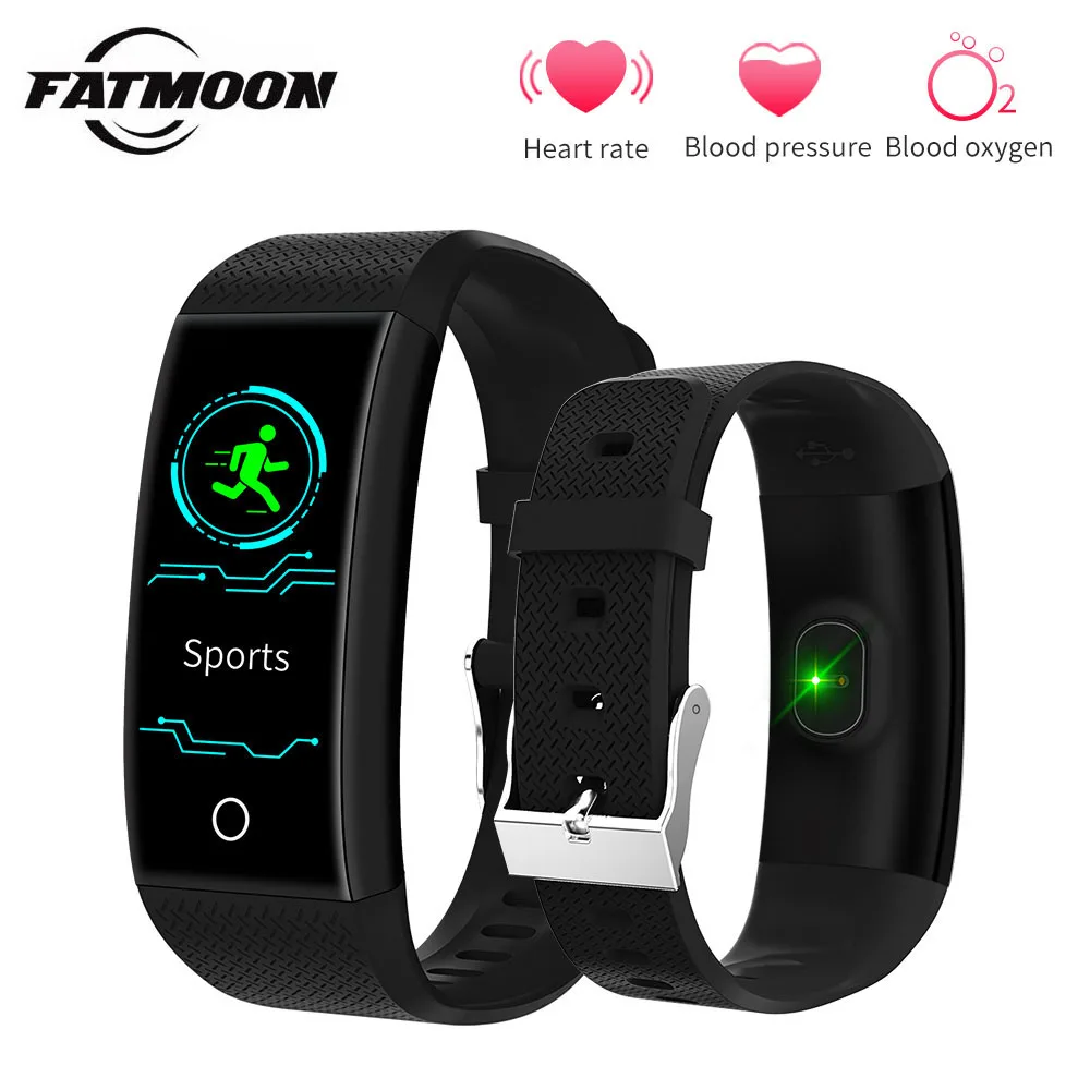 FATMOON QW18 умный Браслет OLED Touchpad пульсометр кровяное давление трекер водостойкий