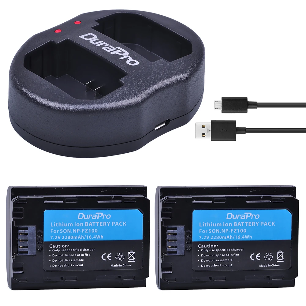 2 шт. 2280 мАч NP FZ100 батарея + USB зарядное устройство для Sony BC QZ1 Alpha 9 A7RIII ILCE 7RM3 камеры A9