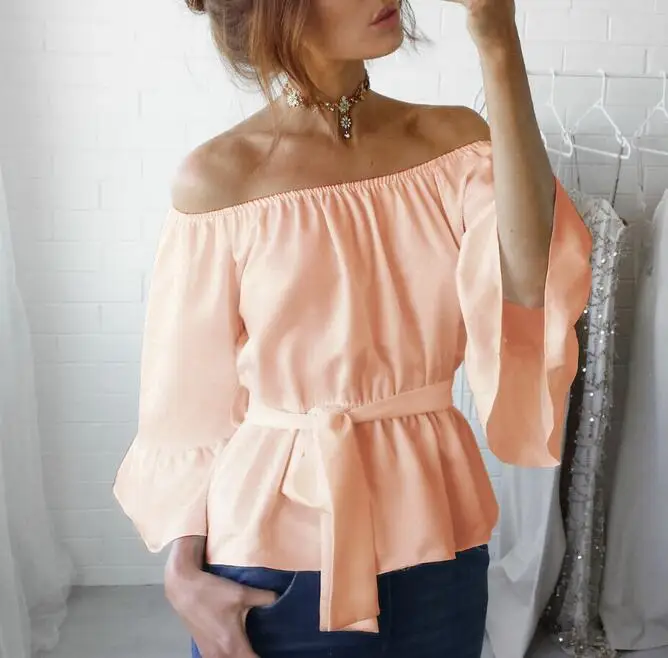 Блузка женская шифоновая с открытыми плечами пикантная кружевная бандажная