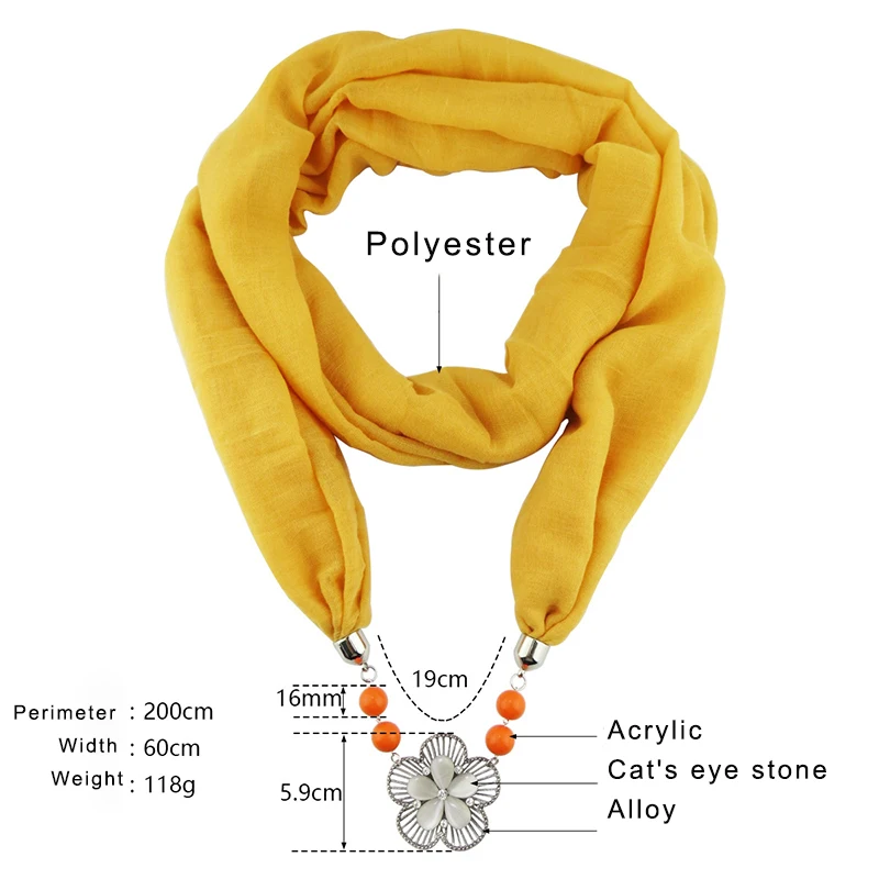 RUNMEIFA однотонный шарф с подвеской из полиэстера новый дизайн вуаль материал кулон