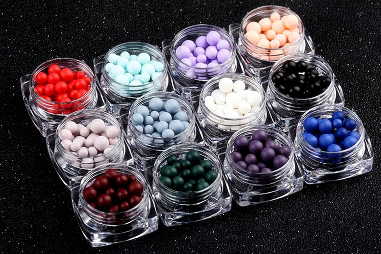 30pcs Colorful Seashell Pearl Nail Rhinestone Matte Bead Matte Resin Rubber Ball Multi-size 3D Manicure Nail Art Decoration