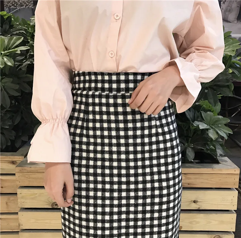 Lychee для девочек винтажная Женская клетчатая юбка с разрезом японский стиль весна