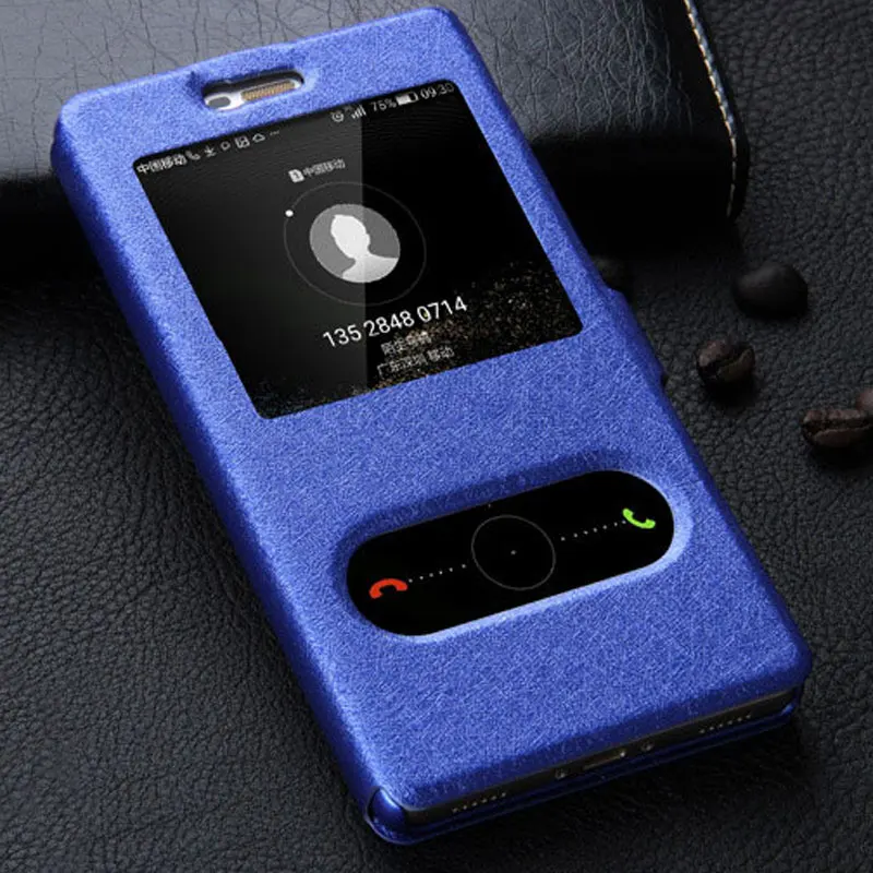 blue Для Funda Huawe P8 lite чехол с откидной крышкой и окошком для просмотра ответа для huawei P8 lite ALE-l21 кожаный чехол s корпус батареи - Цвет: blue