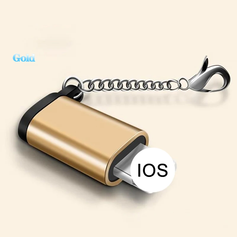 Золотой Адаптер для iphone Android Micro USB для освещения OTG Синхронизация данных зарядное устройство конвертер с брелок поддержка Новая система для iphone XS - Цвет: Золотой