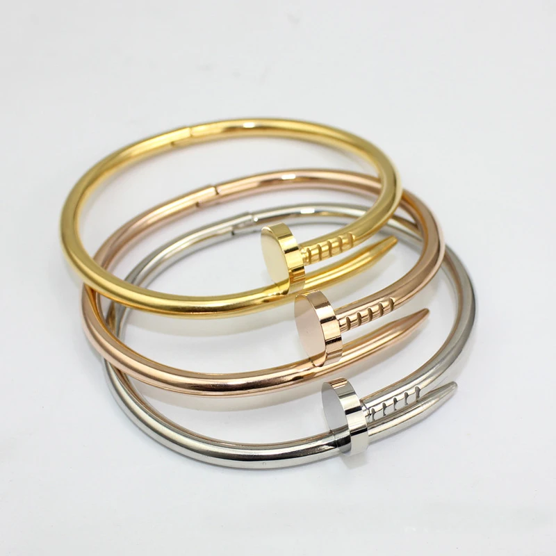 Винт Ногтей Мужчин Из Нержавеющей Стали Браслеты и Розового Золота Для Женщин