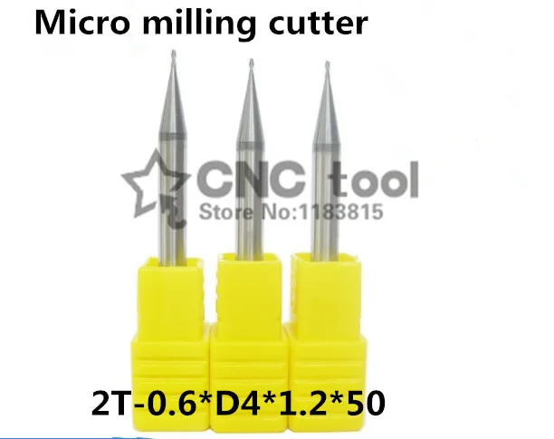 Micro carbide cutter 1PCS 2Flute 2F-0.6*4*1.2*50mm alloy milling cutter, CNC machine,milling machine, CNC milling tools, Nc tool