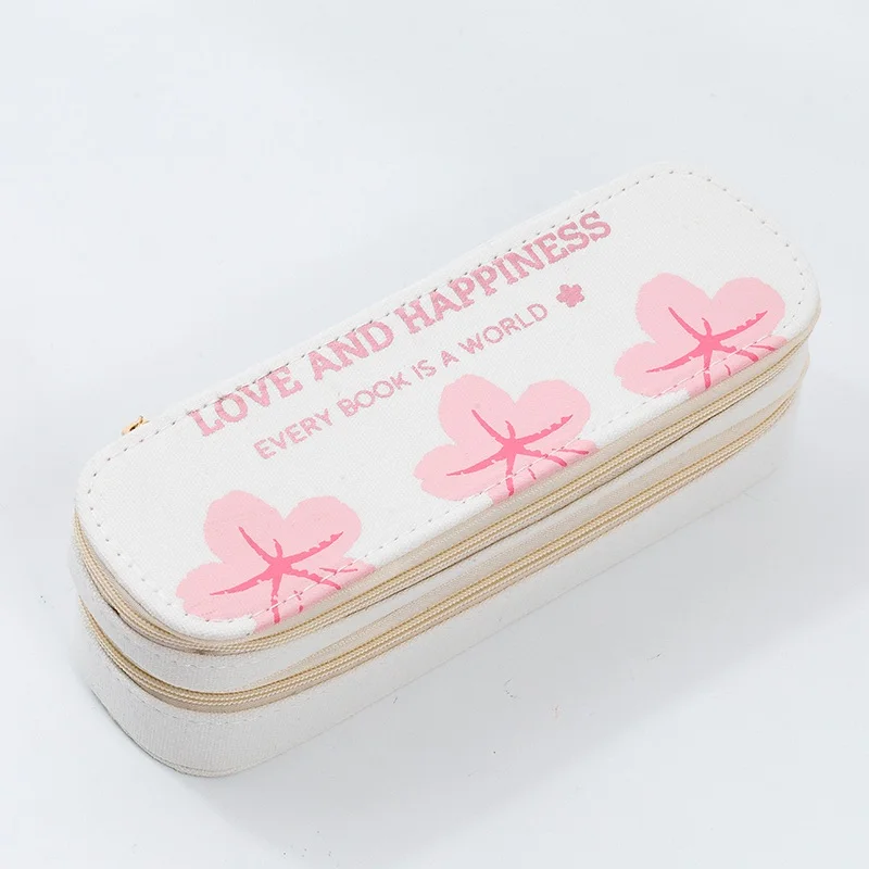 flowers ice cream Чехол для карандашей ярких цветов, 2 слоя, коробка для ручек, мультяшная сумка для карандашей с фруктами, милый органайзер для канцелярских принадлежностей, Подарочная коробка для школьницы, чехол - Цвет: flowers ice cream