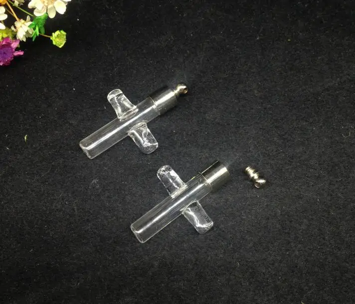 100pcs 36.5*20.5*6mm wholesale SCREW CAP cross glass vial pendant wish bottle perfume essential oil name on rice | Дом и сад