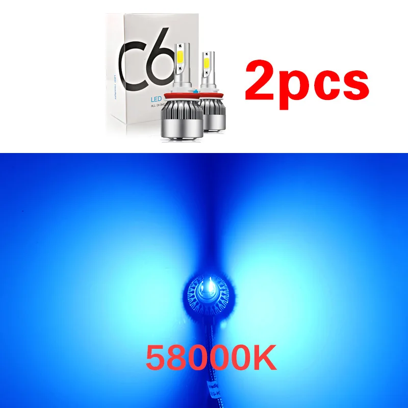 58000K Dark blue Gzkafolee C6 H7 светодиодный H4 HB3 HB4 H11 H8 H9 9005 9006 HIR2 H16 COB 3000K 4300K 8000K 25000K автомобилей головной светильник лампы Противотуманные фары авто светильник - Испускаемый цвет: 58000K Dark blue