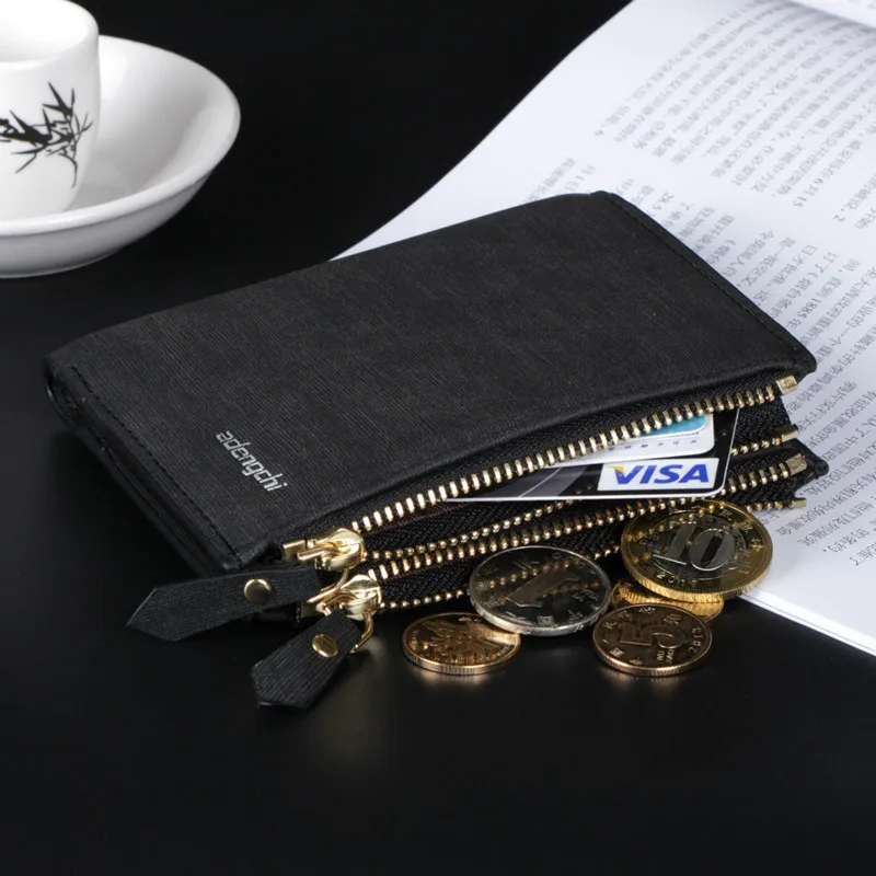 Популярный мужской кошелек на двойной молнии мужские кошельки из искусственной
