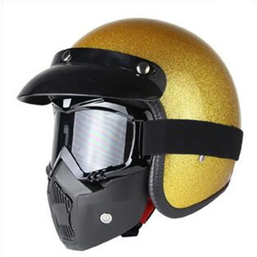 Gold shine Золотой блеск красивые унисекс винтажные мотоциклетные шлемы с открытым лицом Половина мотоциклетный шлем Capacete s m l xl XXL - Цвет: Gold shine