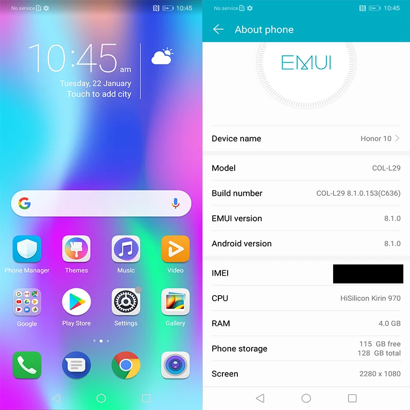 Оригинальная honor 10 глобальная версия смартфона NFC 5," экран 2280x1080 камера 3400 мАч процессор unicorn 970AI
