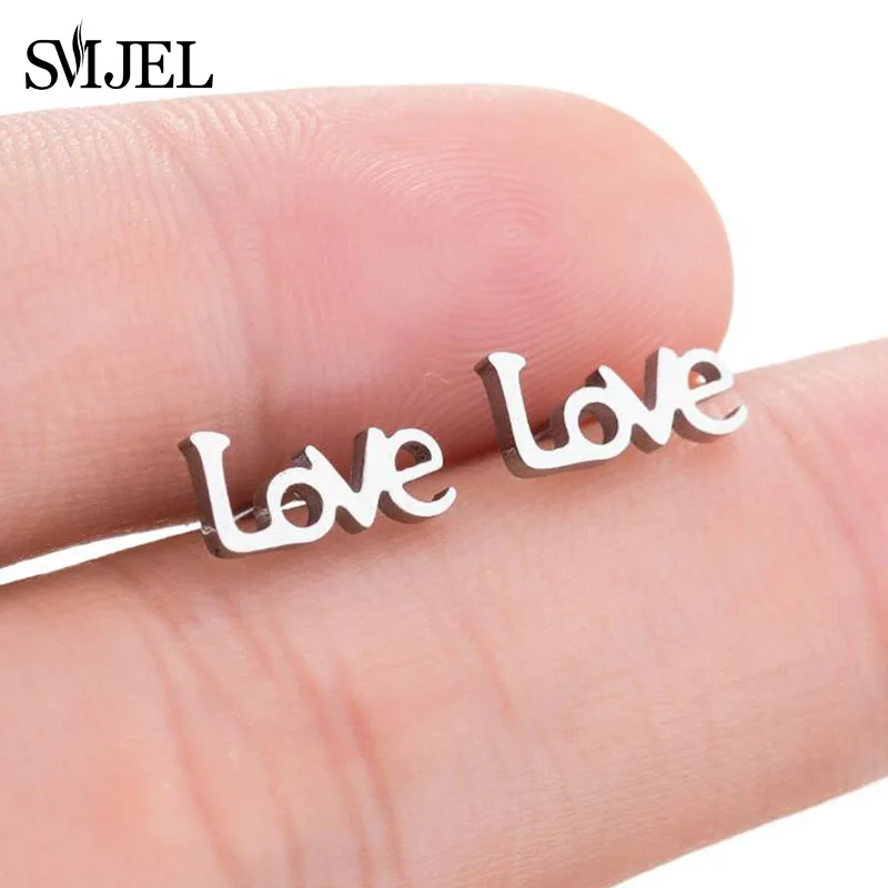 Женские серьги-гвоздики SMJEL новые маленькая Начальная серьга с буквенным принтом