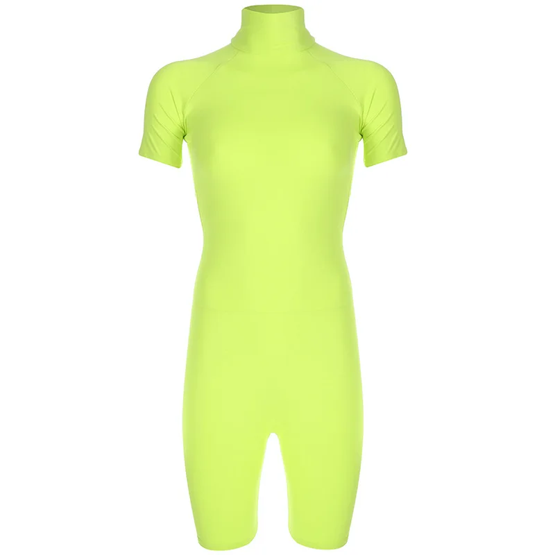 Женское облегающее боди с коротким рукавом однотонный флуоресцентный