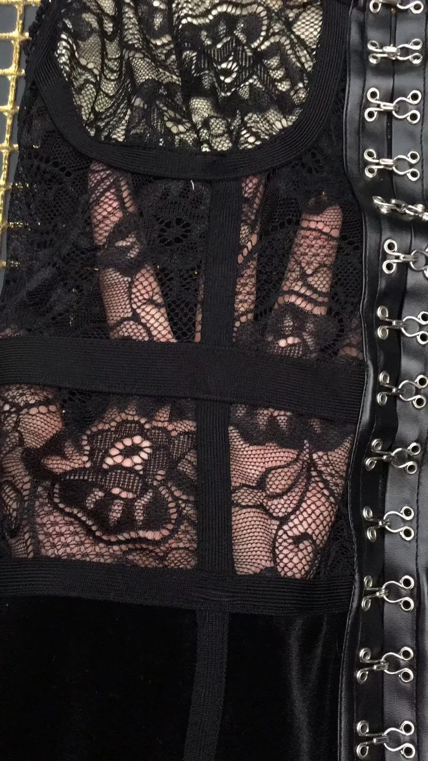 Одежда высшего качества женские пикантные черные сапоги кружева повязку боди 2018