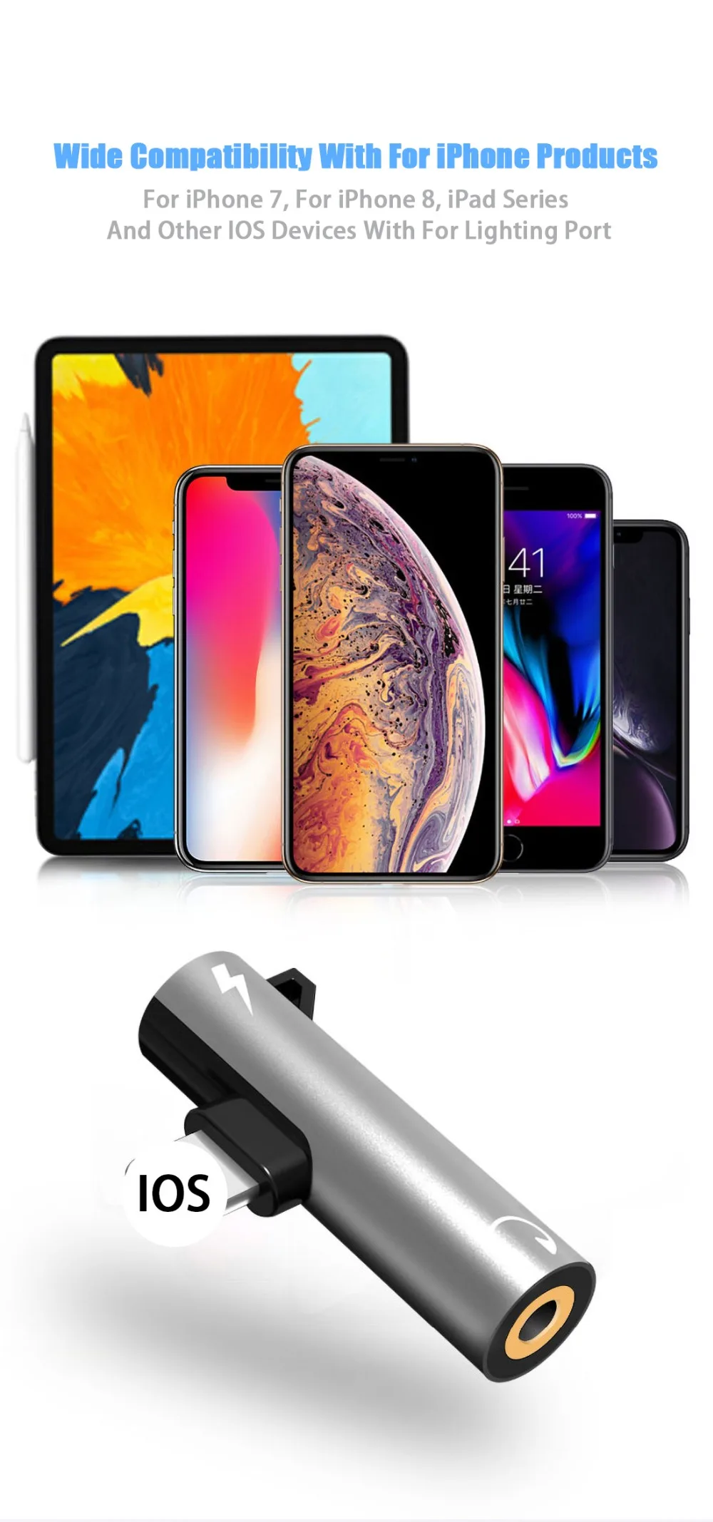 Для iPhone до 3,5 мм разъем для наушников 2в1 аудио адаптер для iPhone 7 8 Plus X XS Max разветвитель наушников адаптер разъем зарядное устройство