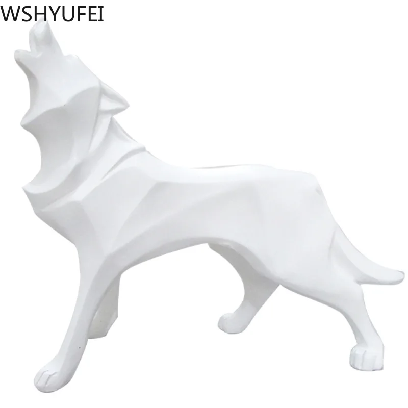 New Wolf Resin Statue Model Modern Abstract Ice Wildlife Decor Gift Ornament Animal Totem Dog Sculpture Crafts | Дом и сад