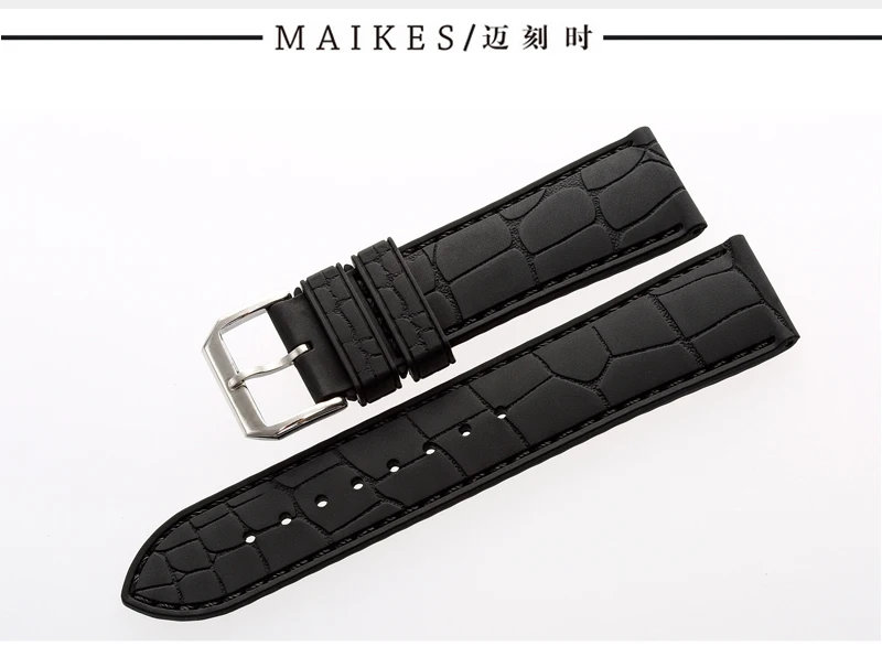 MAIKES новые высококачественные спортивные Ремешки для наручных часов черные 20 мм 22 мм силиконовый резиновый ремешок с пряжкой из нержавеющей стали