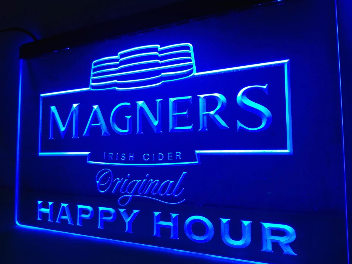 LA637 Magners ирландское яблочный бар счастливые часы неоновая вывеска для