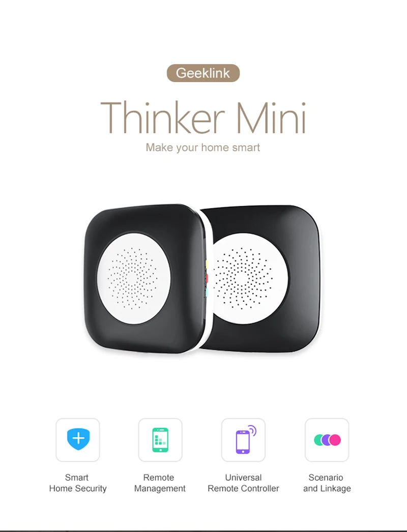 Geeklink Mini Thinker умный дом универсальный пульт дистанционного управления, wifi+ IR+ RF центр управления совместим с Alexa для умного дома
