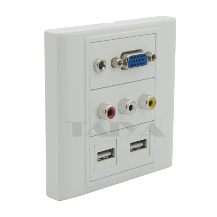 Vga 3 5 мм аудио 3RCA AV двойной USB настенная пластина с задней стороны Женский Разъем|usb