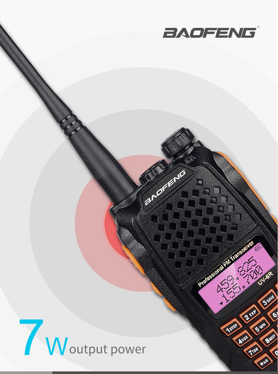 Baofeng 10 км двухстороннее радио UV-6R 7 Вт Двухдиапазонная VHF UHF рация Ham радио Walky Talky Профессиональный портативный fm-передатчик