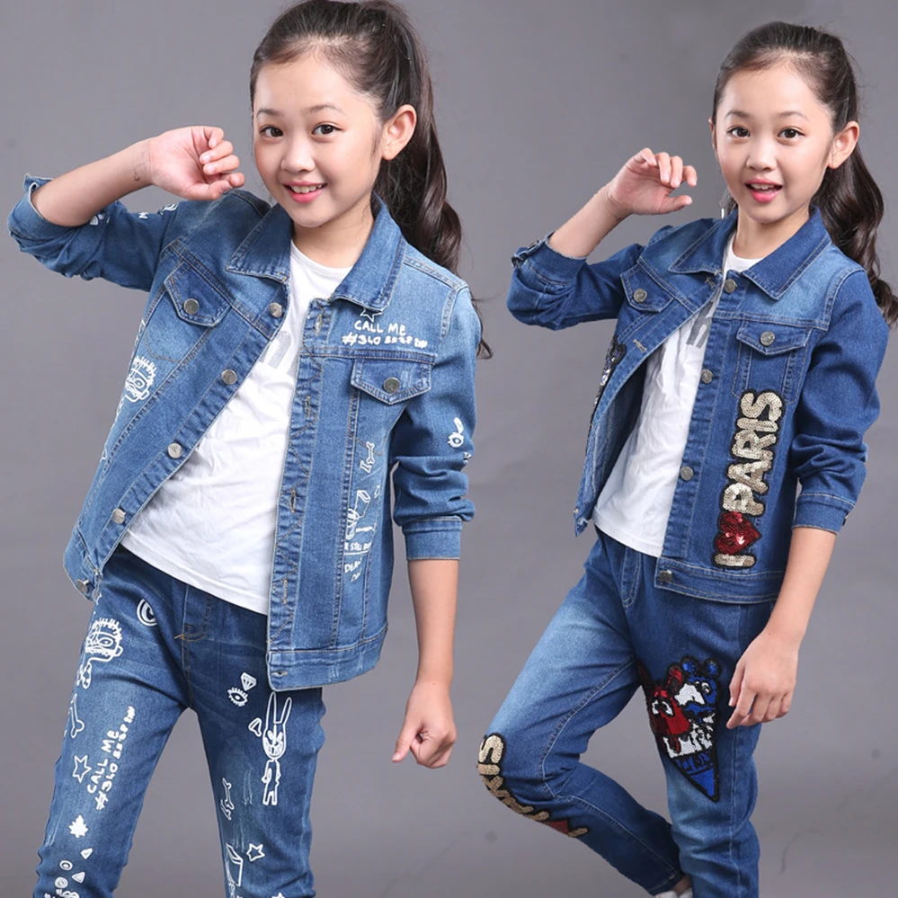 Комплект детской одежды для мальчиков и девочек высококачественный джинсовый