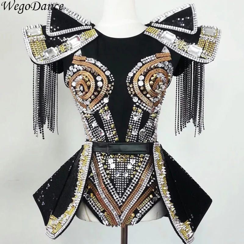 Боди в стиле armor style боди с кристаллами декорированное камнями для ночных клубов и