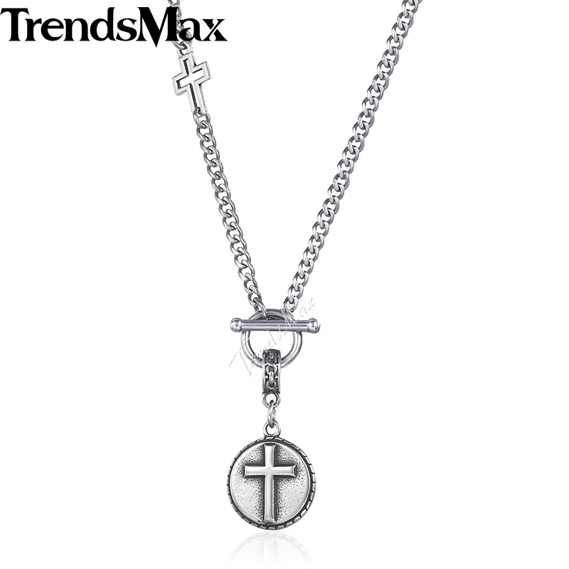 Трендмакс круглый крест на застежке мужское ожерелье подвеска Шарм для женщин