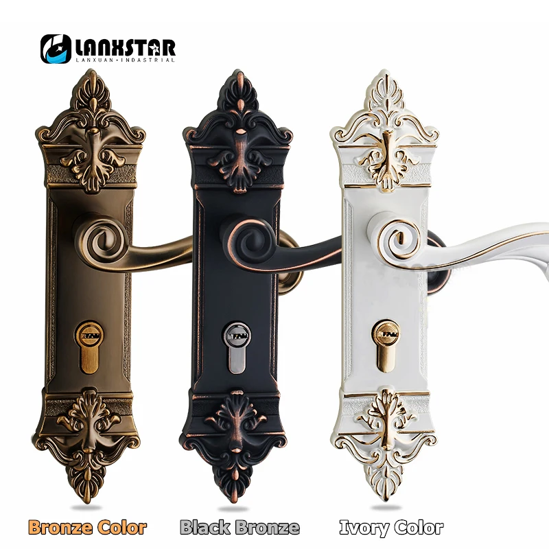 Роскошный стиль бронзовый Твердый замок ручка PVD шкафчик интерьерная дверь