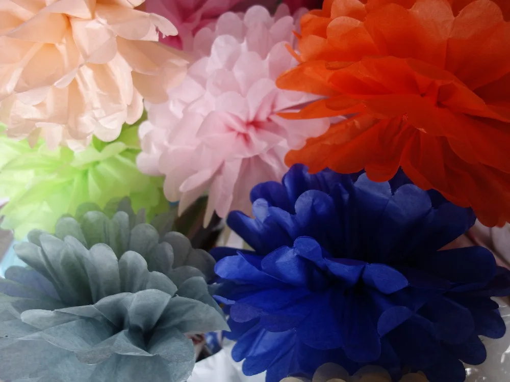 4 &quot6&quot 8 &quot(10 см 15 20 см) 30 шт./лот папиросная бумага Pom Poms разноцветные цветочные