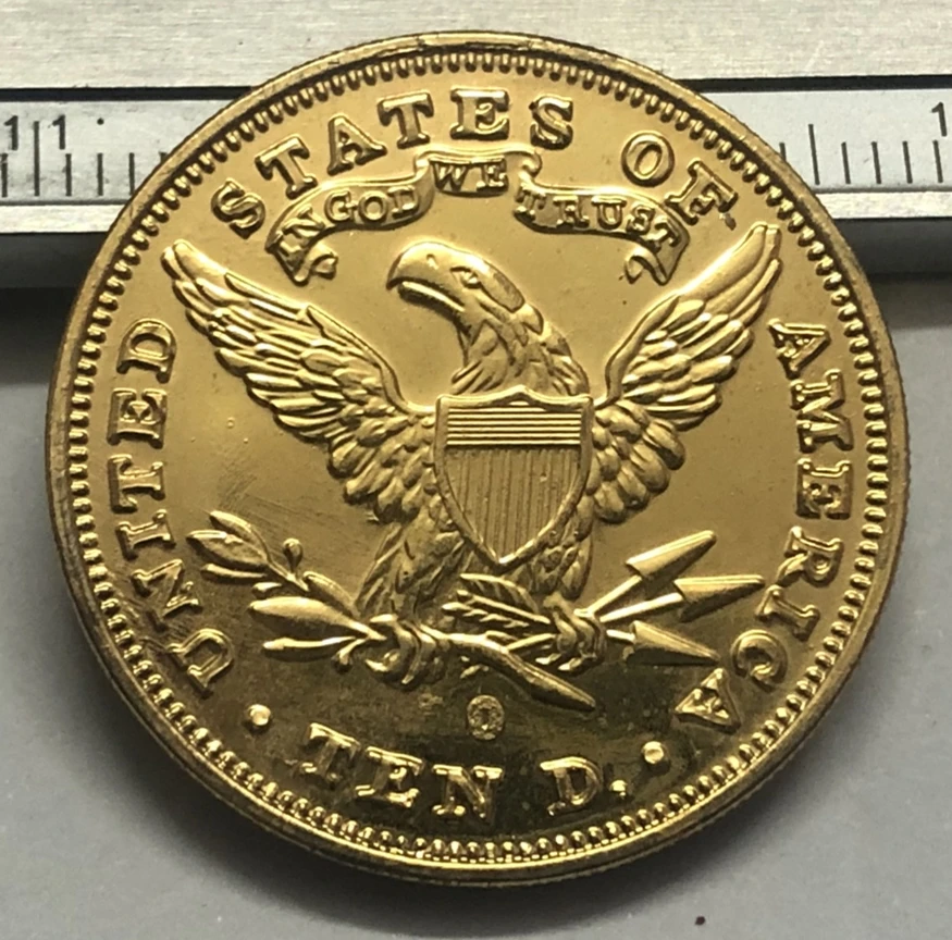 1868 Соединенные Штаты свобода голова (девиз на обратной стороне) $10 Золотая копия