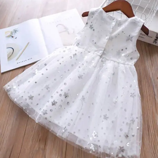 Roimyal Wholesale 2019 Summer girl fashion sequins five-pointed star dress gauze princess children's vest | Детская одежда и