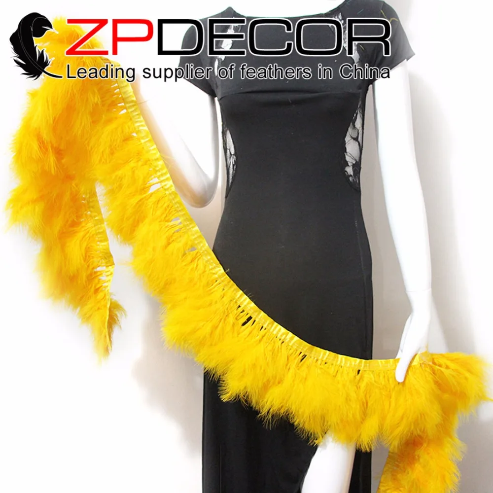 

ZPDECOR 2yards/lot 4-6inch(10-15cm) Beautiful Golden Yellow Marabou Turkey Fluff Feather Fringe Trim