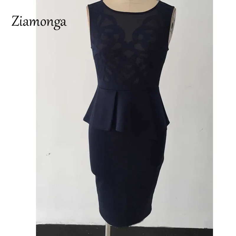Ziamonga размера плюс Vestidos летнее женское платье черное облегающее кружевное миди