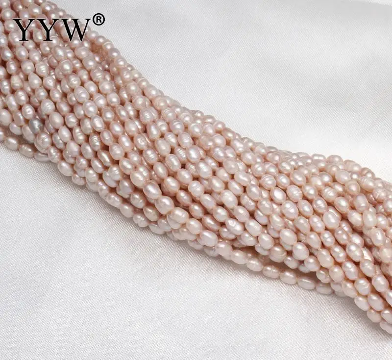 Бисер из натурального пресноводного жемчуга класса А 4-5 мм розовый рисовый