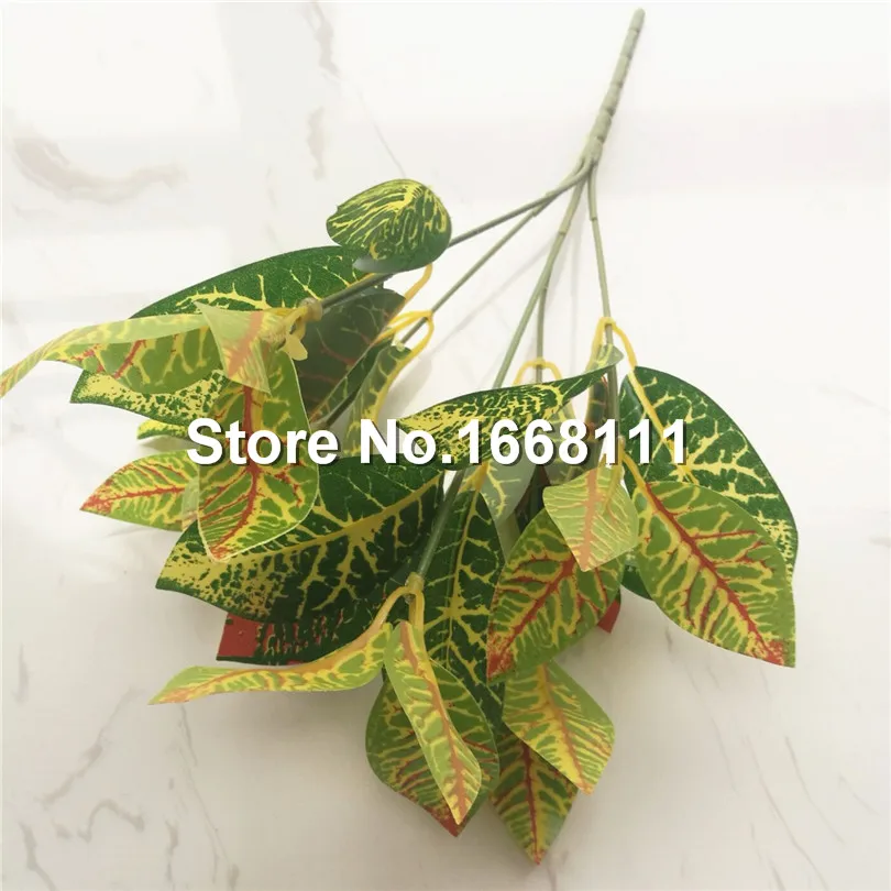 10 шт. искусственные пестрые листья кротон растение пластик зелень для дома